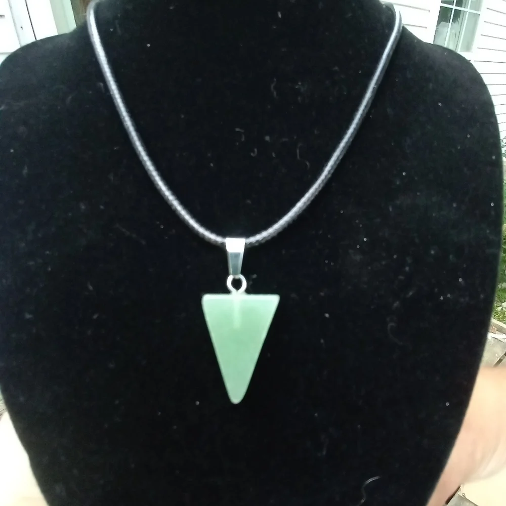 Green Aventurine triangle pendant necklace